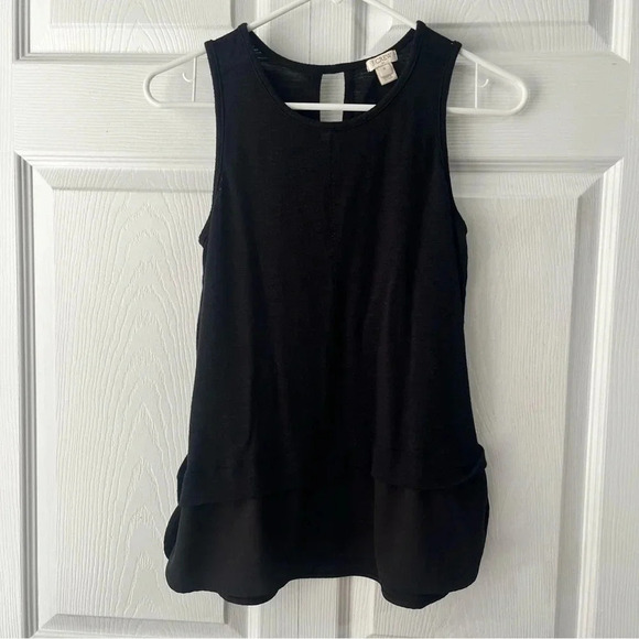 J. Crew Tops - J.CREW Womens Med Tank Top Sleeveless Shirt Tail Blouse Top Chiffon Black F82